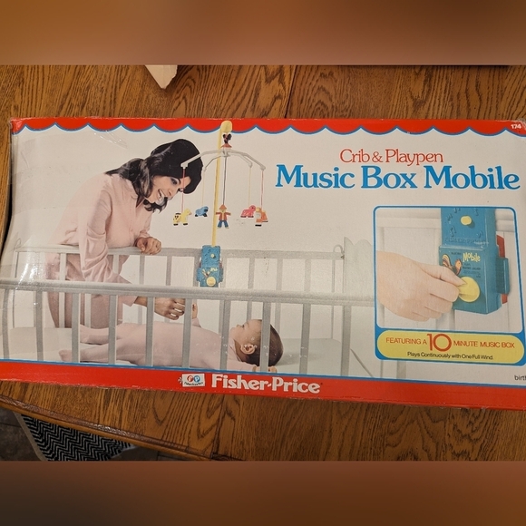 Fisher Price Vintage 1973 Crib & Playpen Music Box Mobile in box - Picture 12 of 12